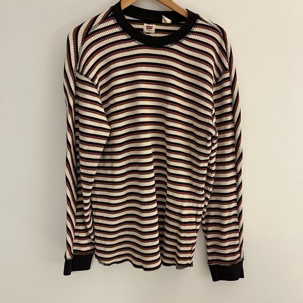 Levi's Black and White Striped Long Sleeve Tee